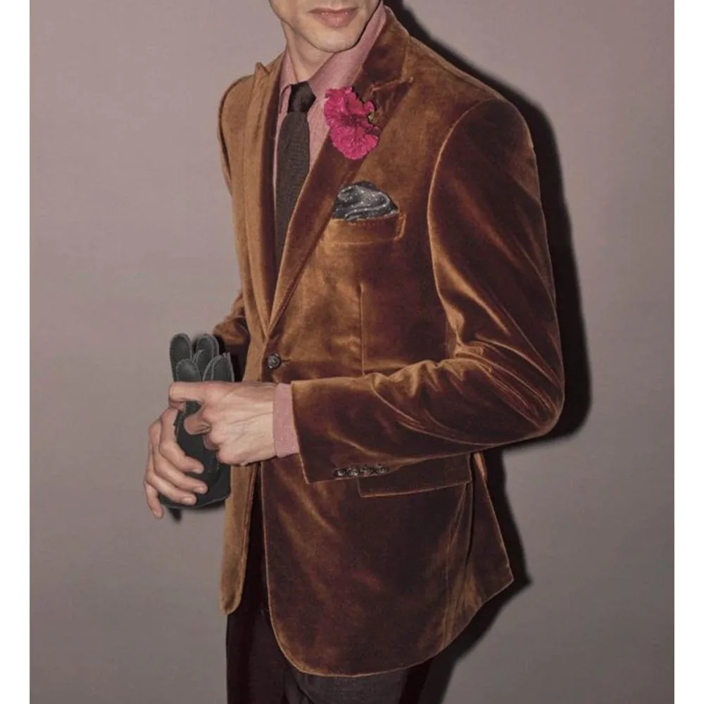 

Men Velvet Suit Jacket Single Breasted Slim Fit Comfortable Stylish Casual Elegant Blazer Formal Business Coat Wedding Office Me