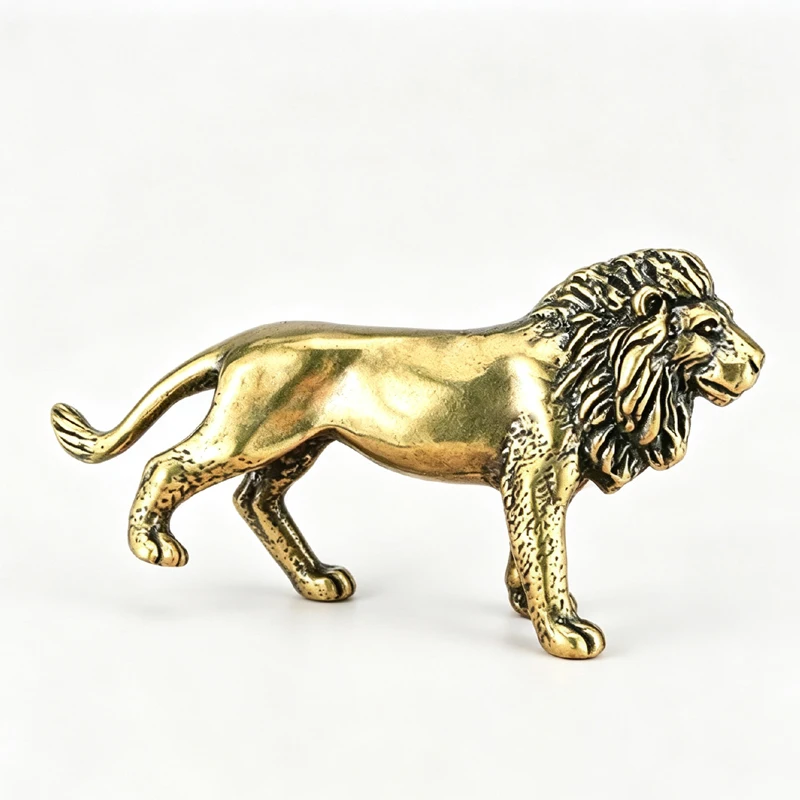 Nueva Estatua de León, Rey de la Pradera, Figuras de Latón Vintage, Miniaturas, Adorno de Escritorio, Decoración para el Hogar, Accesorios de Artesanía