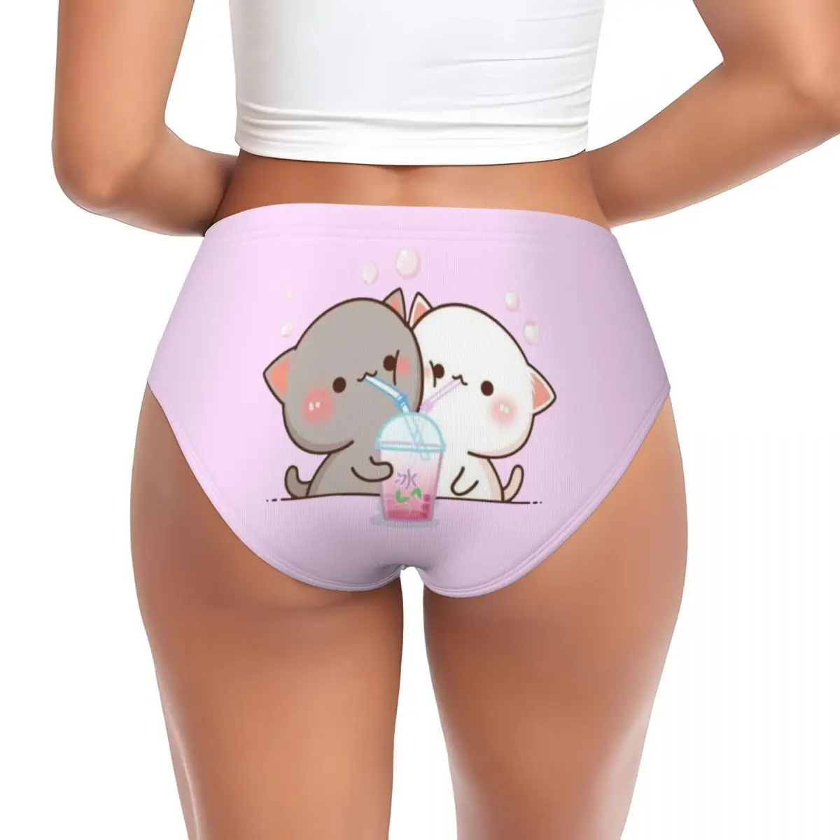 Custom Women Couple Mochi Cat Peach And Goma Panties Comfort Briefs Underwear