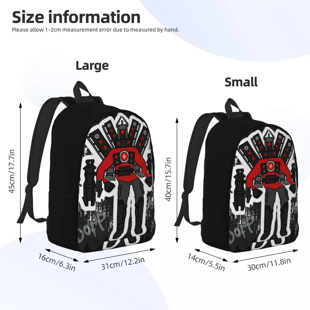 Titan Speaker man Rucksack für Jungen Mädchen Kinder Schüler Schule Bücher tasche Skibidi Toilette Leinwand Daypack Vorschule Primary Bag Sport