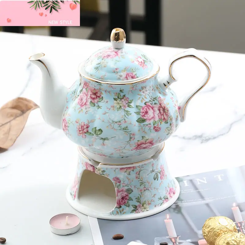 

800 мл Европейский керамический чайник и подогреватель чая, английский сервиз для послеобеденного чая, высококачественный фарфоровый кофейник, термостойкий чайник, горшок