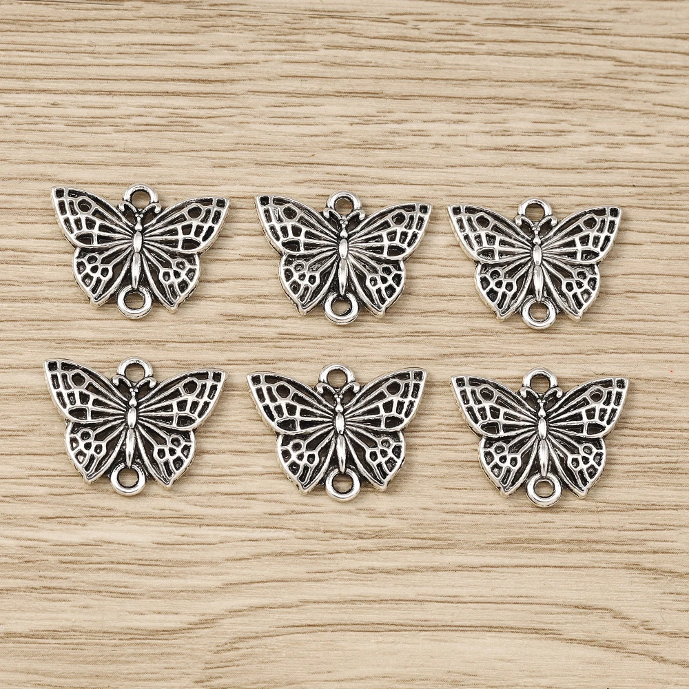 Tusember 30 Stück 16 x 20 mm Legierung Doppelloch Metall Schmetterling Charms für handgefertigte Halsketten Ohrringe Schmuckherstellung DIY Handwerk – Detail 1