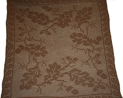 Crocheted Alpaca Oak Leaves Throw, Brown