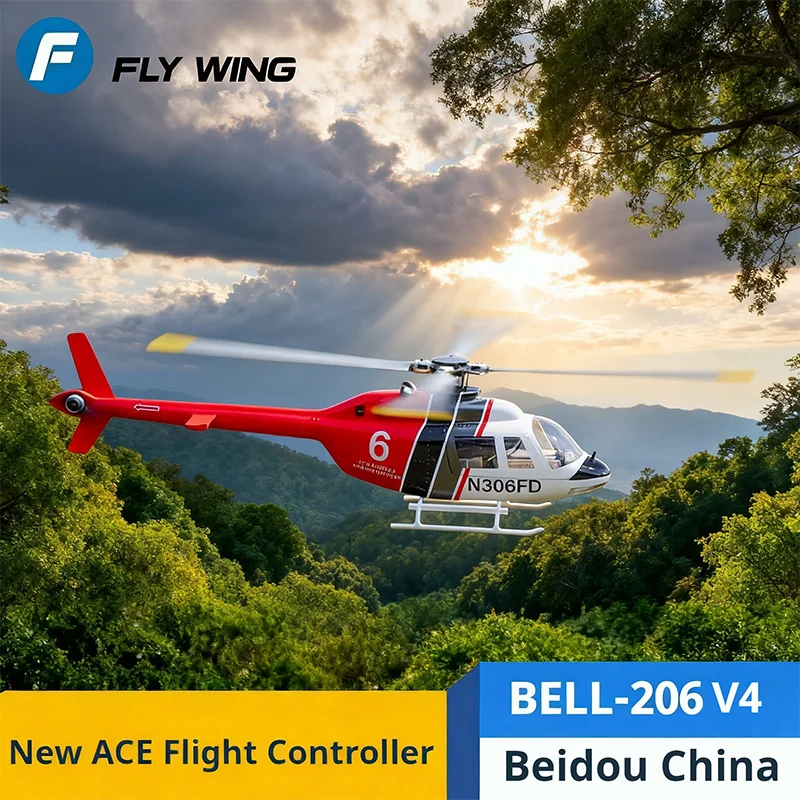 

FLYWING NEW BELL 206 V4 Имитация модели вертолета с дистанционным управлением НОВАЯ ACE Управление полетом GPS-позиционирование Возврат в один клик RTF