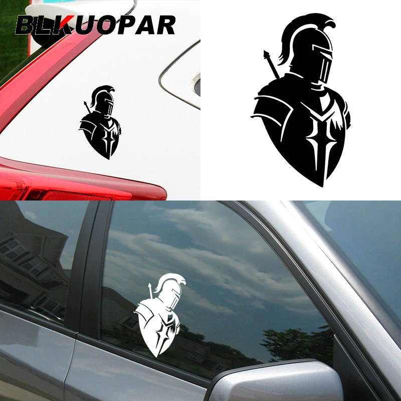 BLKUOPAR Spartan Warriors Carry Swords Car Stickers Knight Warrior Decal Sunscreen Die Cut VAN Windshield Car Decoration