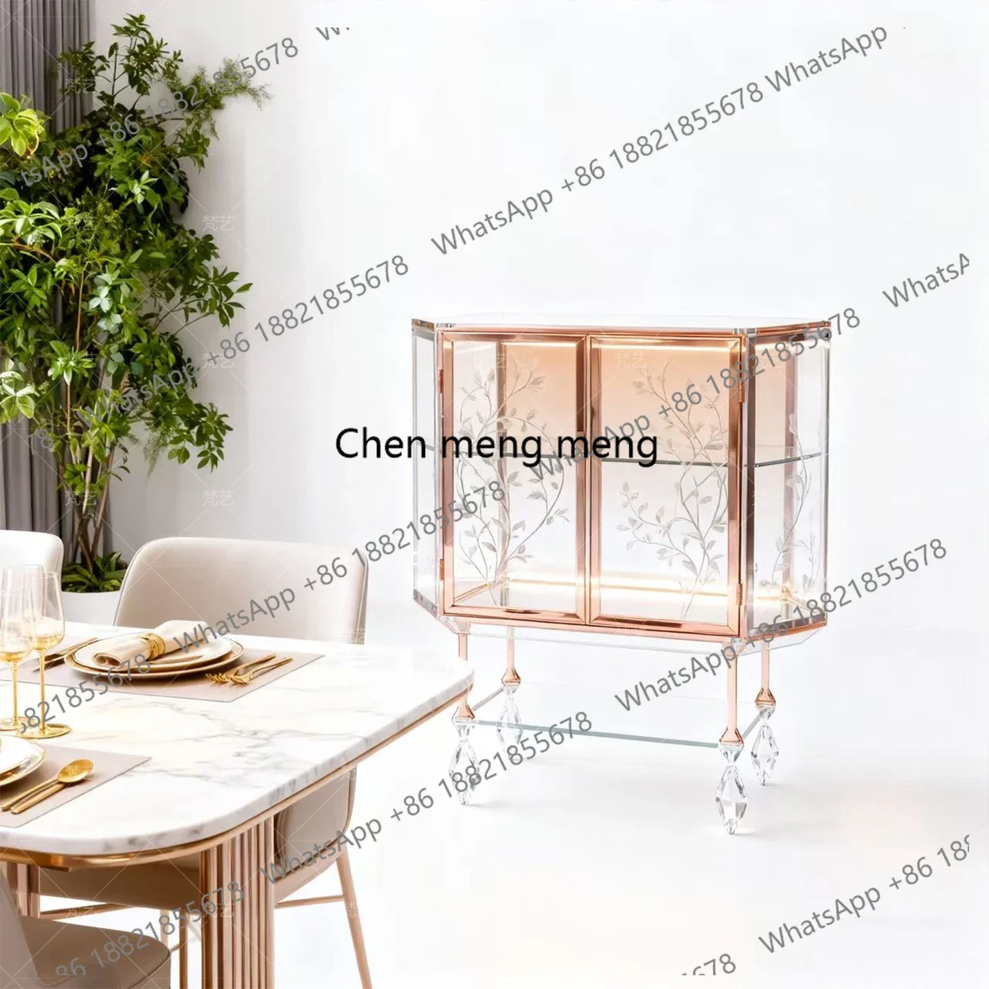 Italian light luxury high-end acrylic side cabinet locker living room home art locker