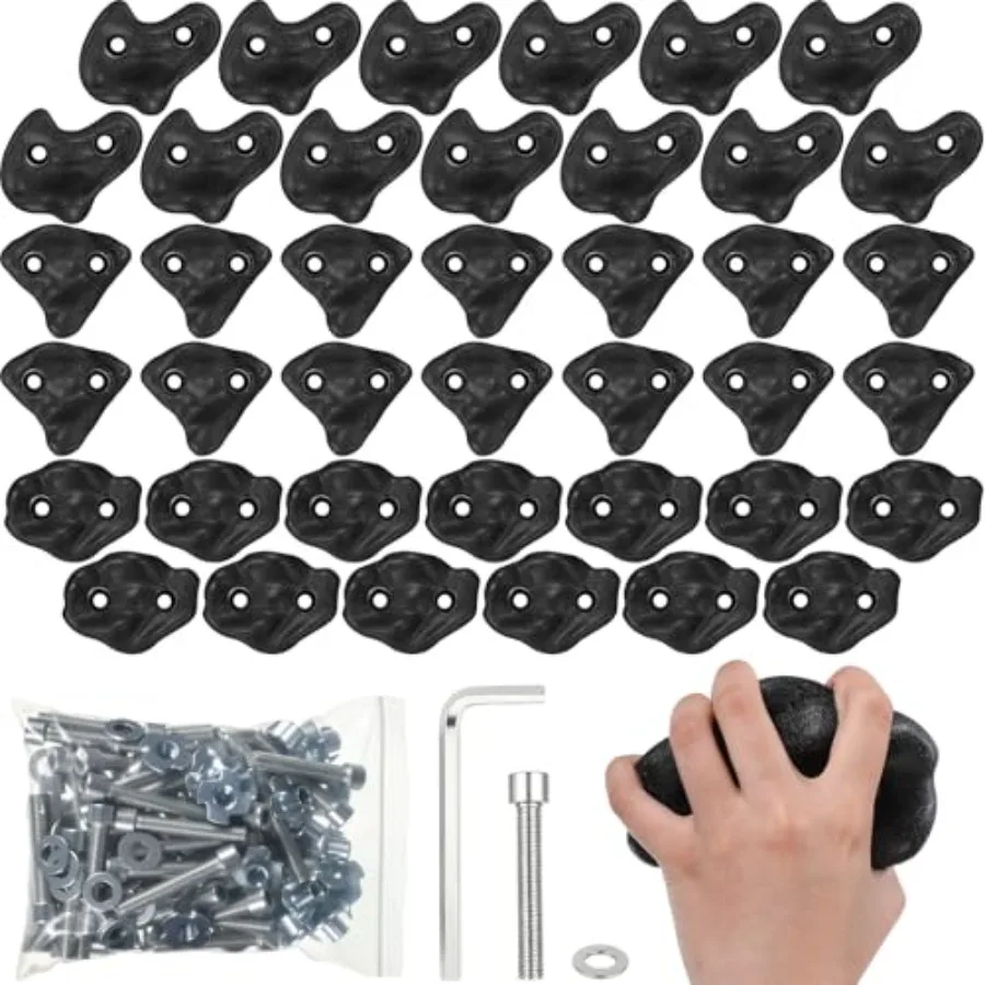 

40 Pcs Rock Climbing Holds for Climber 3 Shapes Extra Large Rock Climbing Stone Wall Grips with Wrench Screw for Indoor and Out