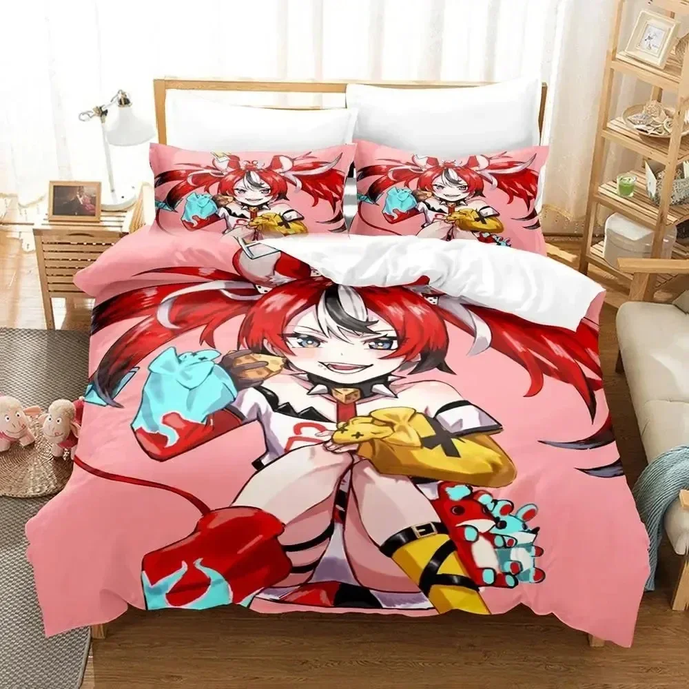 

3D Print Hakos Baelz Anime Printed Bed Set Duvet Cover Pillowcase Bedding Set Bed Linen Sheet Quilt Cover Full Queen King Size