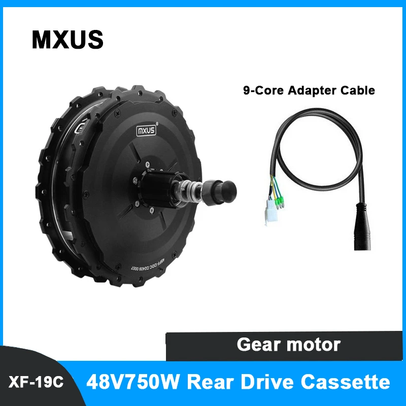 MXUS 48V750W Rear Drive Cassette Toothed Wheel Hub Motor XF-19C 142mm Large Waterproof 9-Core Adapter Cable Bicycle refit  Motor