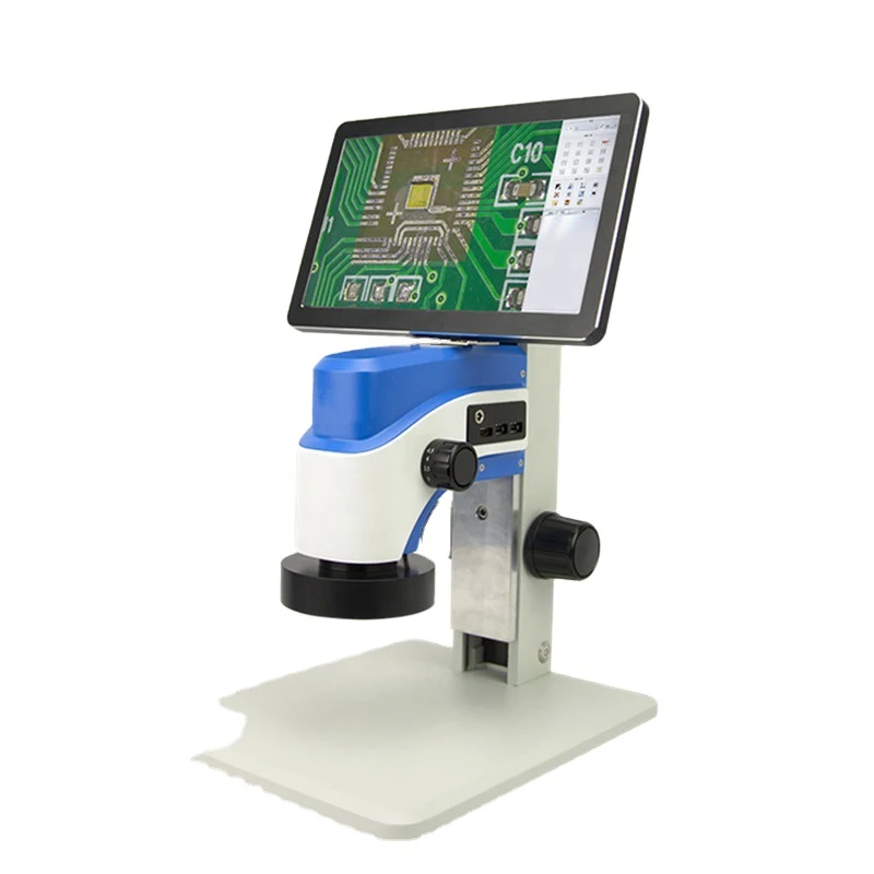 Integrated electronic zoom optical video digital microscope with LCD monocular pull tube