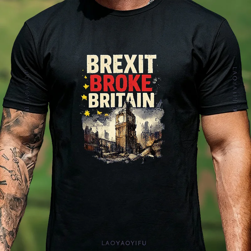 Brexit Broke Britain Farm Field Aerial View Viral Meme Graphic T Shirt Unisex Men Women Retro UK Pop Culture Print Cotton Top