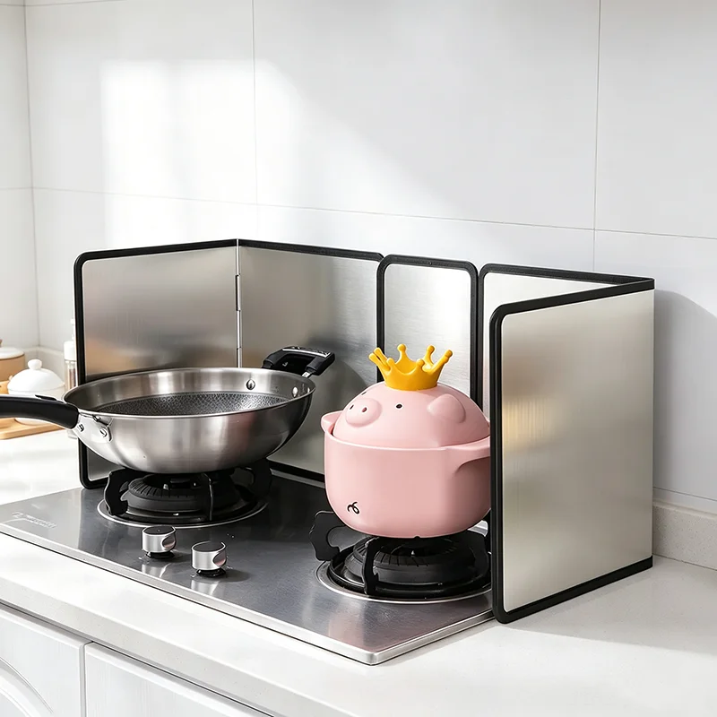 2-Sided Anti Splatter Shield Heat Insulation Oil Splash Guard Gas Stove Baffle Kitchen Cooking Anti-splash Utensil