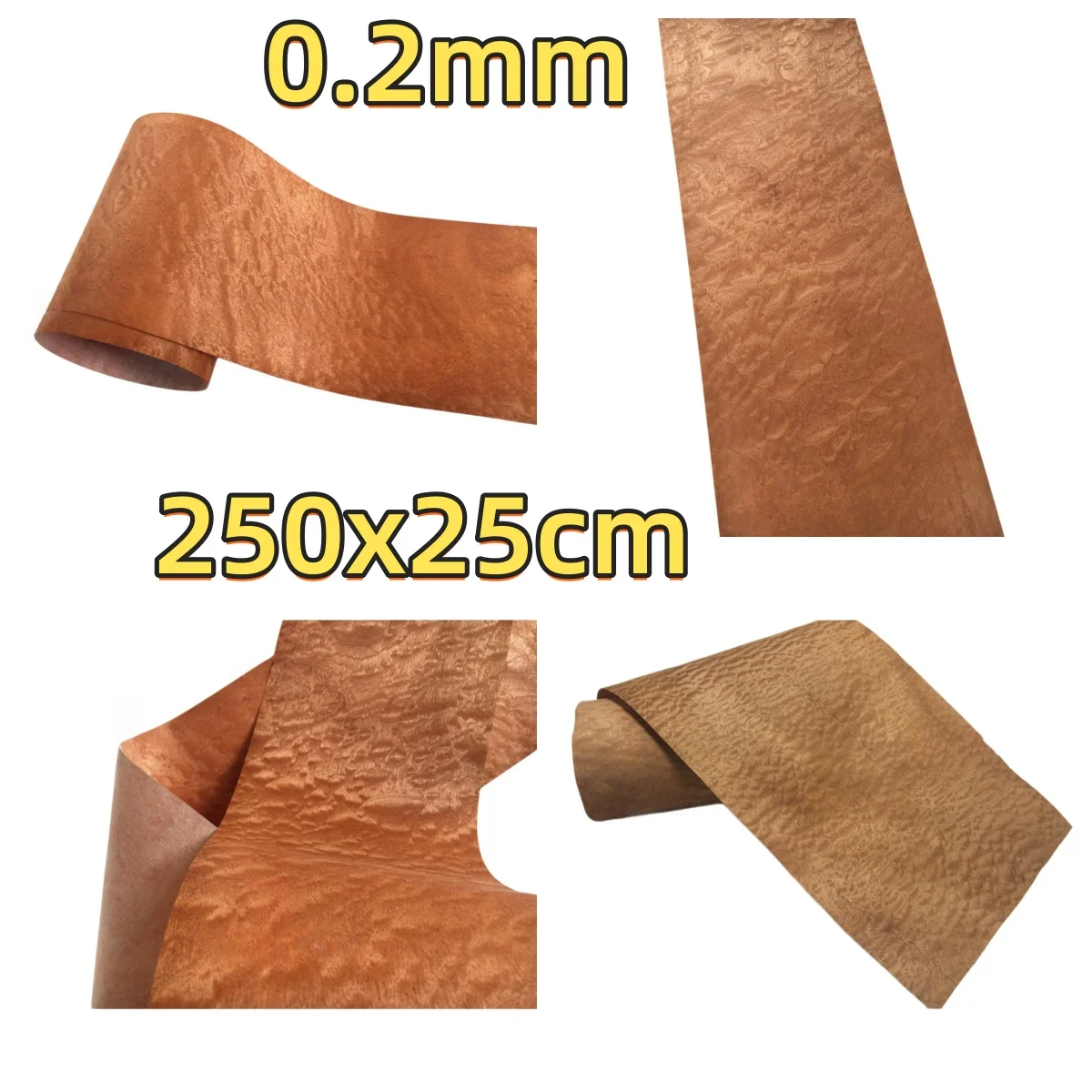 

Natural Figured Maple Veneer, 0.5mm, 250x14cm, For Decoration, Speaker & Furniture Veneering.