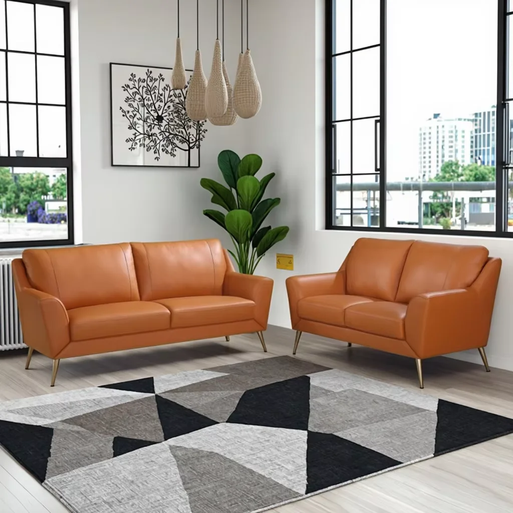 Modern Design Leather 123 Sofa Set Sectionals Cooling Feature Home Furniture for Apartment Living Room Filled with Sponge