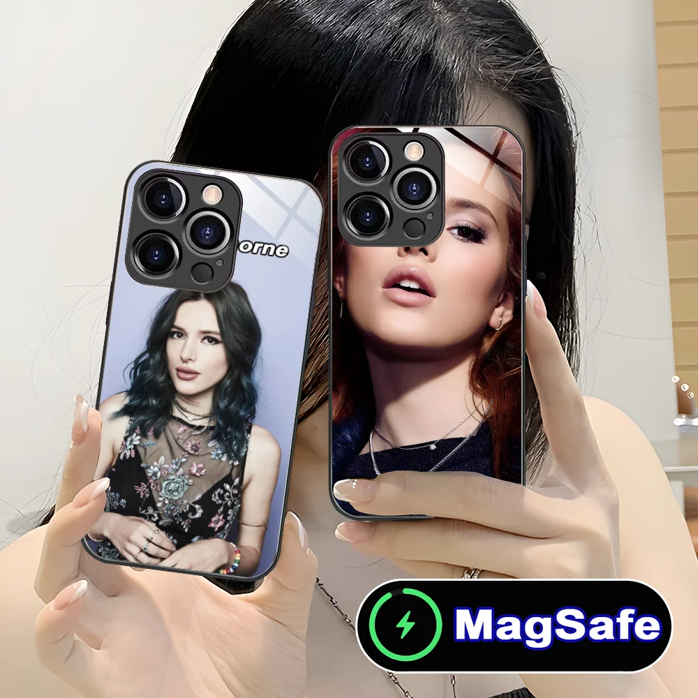 Mobile Bella Thorne Phone Case for iPhone 16 15 14 13 12 11 Pro Max Plus Mini MagSafe Wireless Charging Glass Cellphones Smart