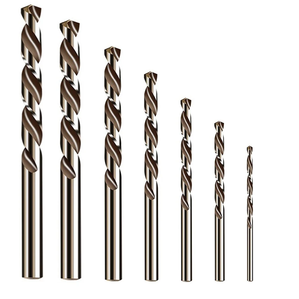 HSS M35 코발트 오거 드릴 비트, 금속 스테인레스 스틸 드릴링 홀 펀칭 전동 공구용 원형 생크, 1mm, 2mm, 3mm, 4mm, 5mm, 6mm, 8mm, 7 개