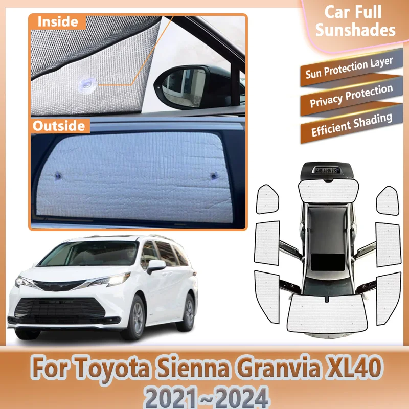 

Car Full Sunshades For Toyota Sienna Granvia XL40 2021-2024 Sun Shade Anti-UV Visor Sun Protection Cover Shades Auto Accessories