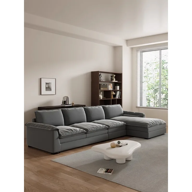 Cream wind suede sofa living room small apartment simple modern fabric light luxury straight row home 2023 new model