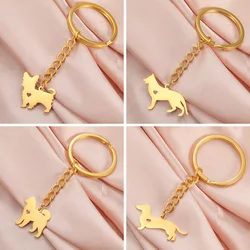 Cazador Animal Dog Puppy Keychain Stainless Steel Pet Dachshund Samoyed West Highland Terrier Keyring  Jewelry Valentine Gift
