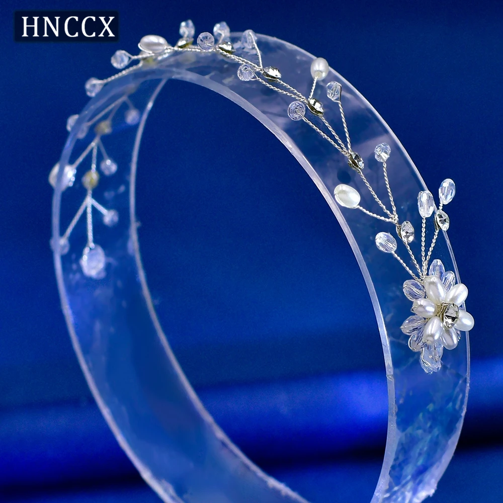 HNCCX Handmade Wedding Hair Piece Bridal Hair Accessories Pearl Crystal Girls Headwear Rhinestone Woman Bridal Headband CP35