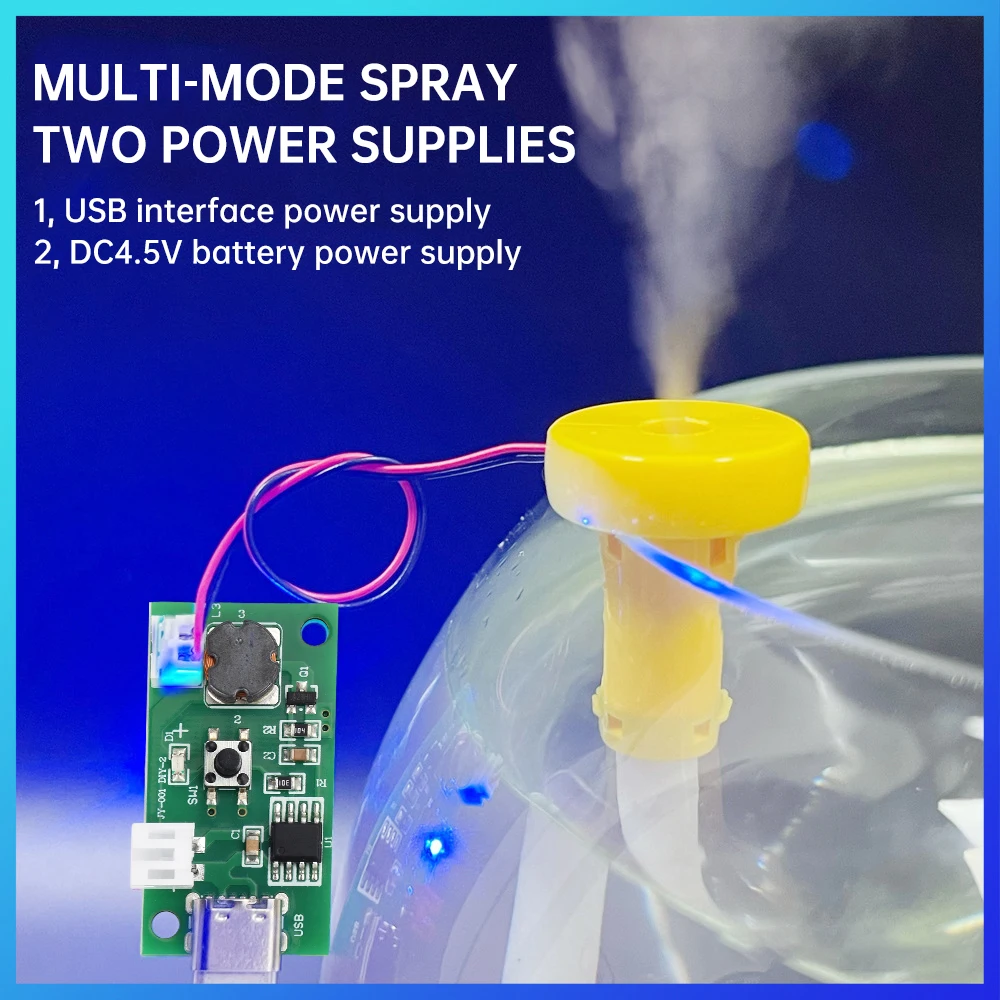 Ultrasonic Atomization Module Dual Power Type-C Efficient Atomization Continuous Intermittent Spray Modes For Humidifier