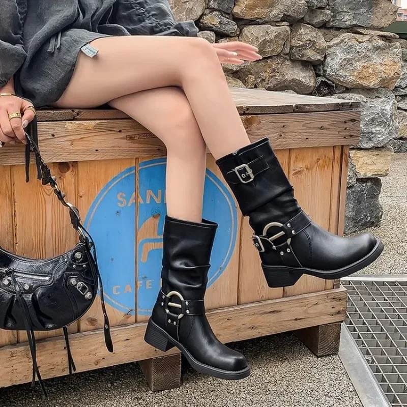 High Quality Women Boots Luxury Comfortable Cowboy Boots Fashion Slip on Casual Short Boots for Women Thick Bottom Shoes Zapatos