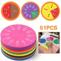 51Pcs EVA Round Shaped Fractions Circles Instrument Math Educational Toys Math Learning Tool Student Teaching Gifts