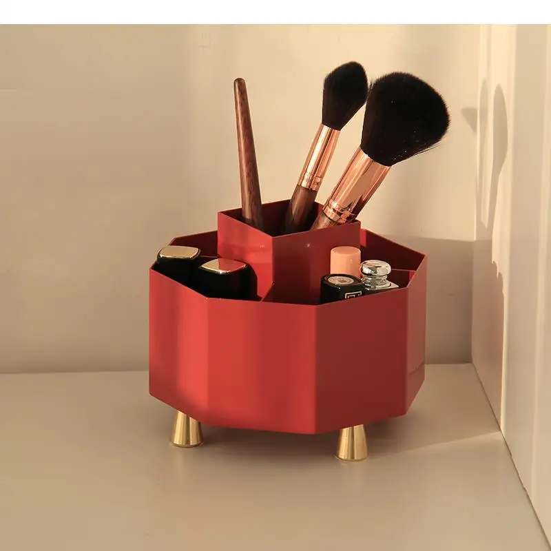 Cosmetic Storage Bottle Wrought Iron Octagonal Box Multifunctional Organizer Pen Holder