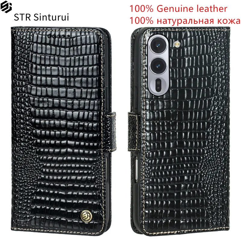 

STR Genuine leather lizard pattern card Slot Wallet Cover For Fujitsu Arrows Alpha Arrows We2 PIus N 5G shockproof phone Case