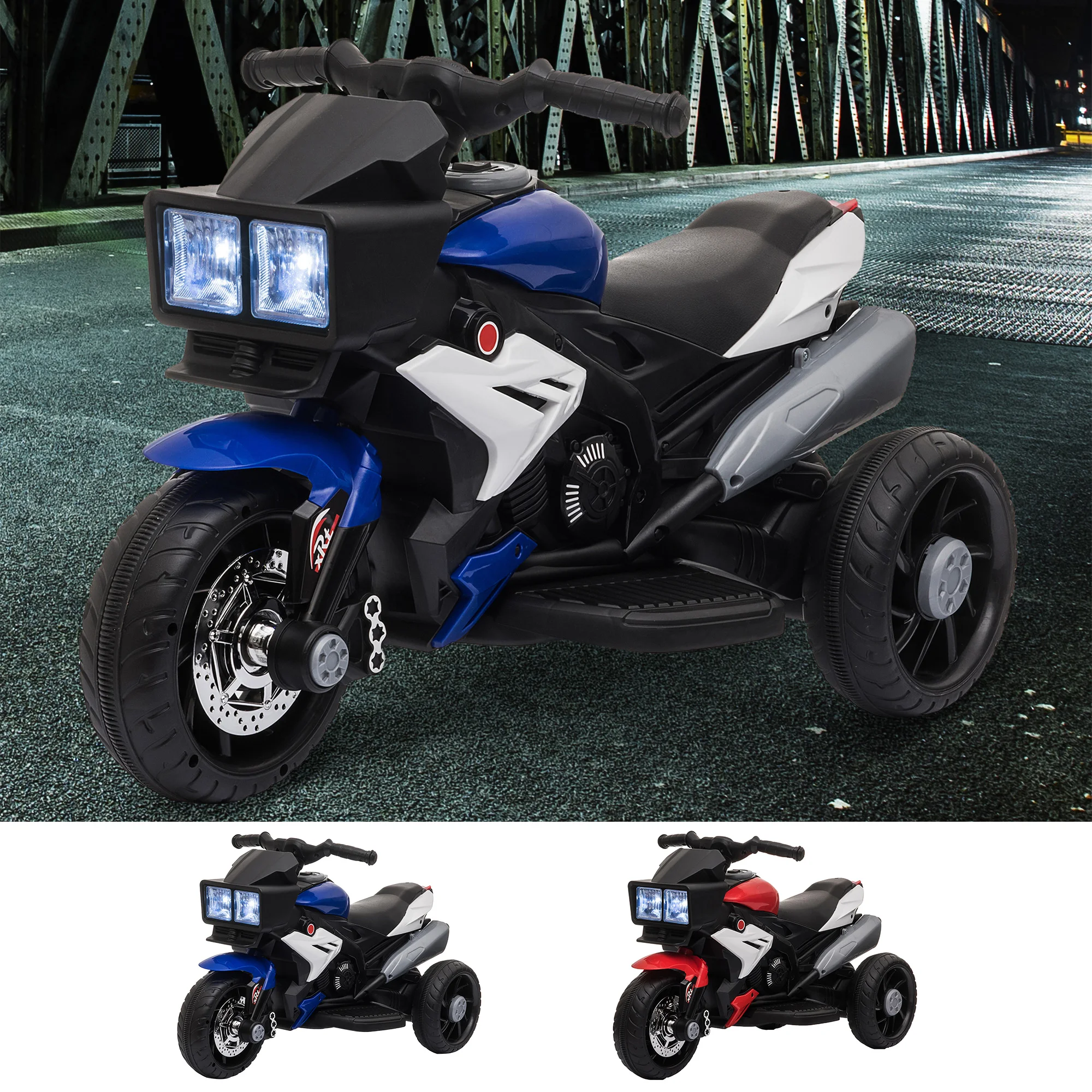 HOMCOM electric motorcycle + 3 years with 3 wheels Lights Music 3 km/h 86x42x52cm