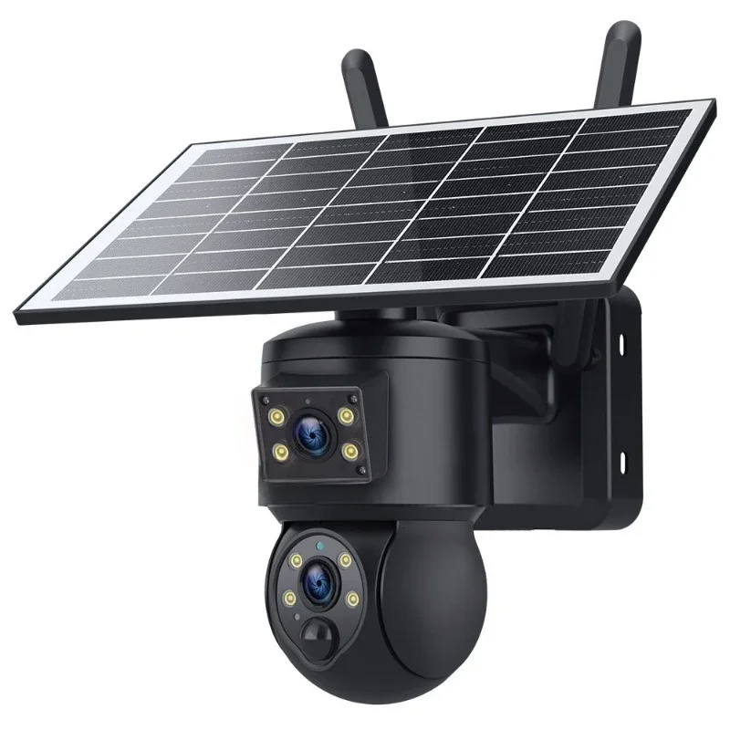 4G solar smart camera 6 million high definition full color surveillance dual lens screen