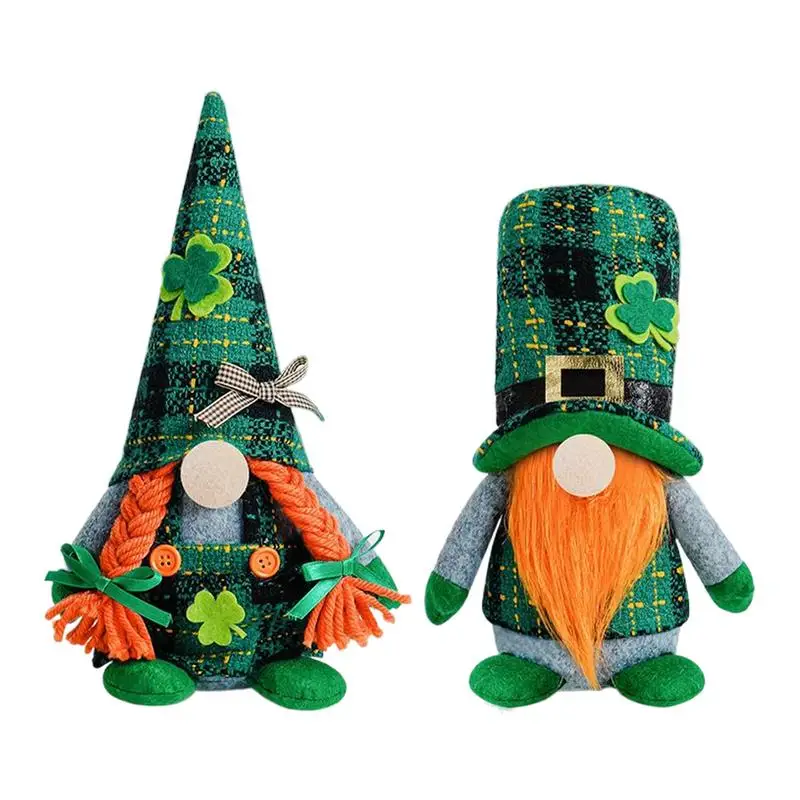 

Гномы ко Дню Святого Патрика, зеленый трилистник, лепрекон, гном, фаршированный Tomte, безликий шведский святой стол, центральное украшение для дома