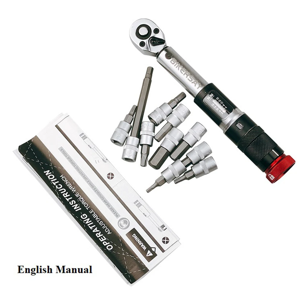 Preset Torque Wrench Set 1/4in Drive Head 2-20Nm Bike Hand Repair