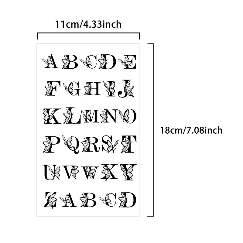 Tattoo Sticker Temporary Tattoo Waterproof Butterfly Alphabet Body Art for Women Couples Finger Wrist Fresh