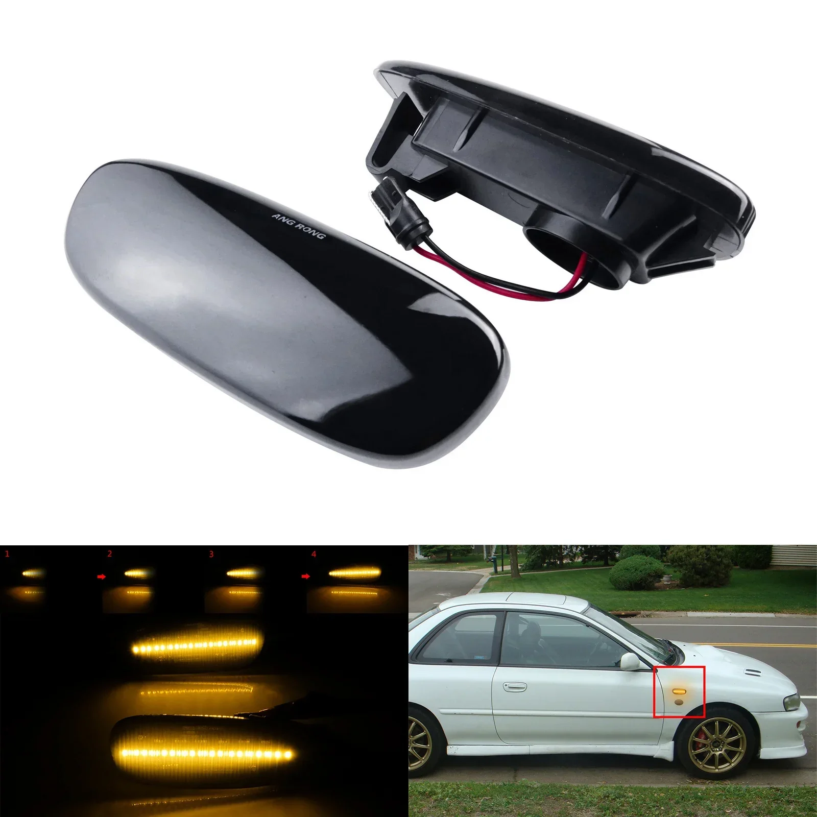 

Sequential LED Side Marker Turn Signal Light Smoked For Subaru Impreza 1993-2001