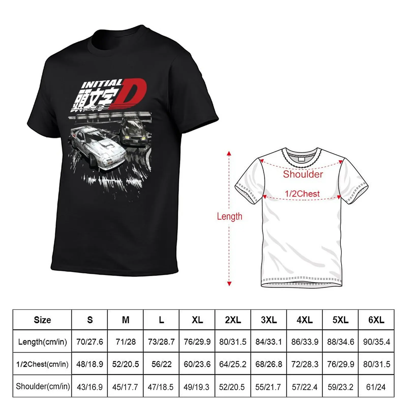Initial D - Mountain Drift Racing Tandem EVO III vs FC rx-7 T-Shirt animal prinfor boys baggy shirts t shirts for men cotton image 5