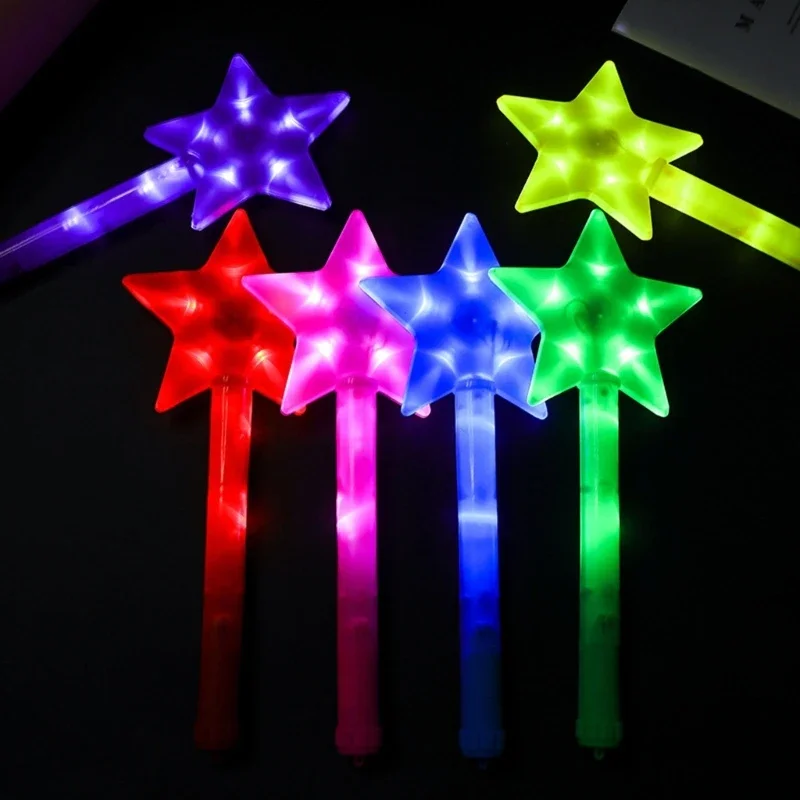 7Color 35cm Star Glow Sticks Adults Kids Light Up Toys Children Girls Princess Fairy Wand Birthday Party Supplies Flashing Props