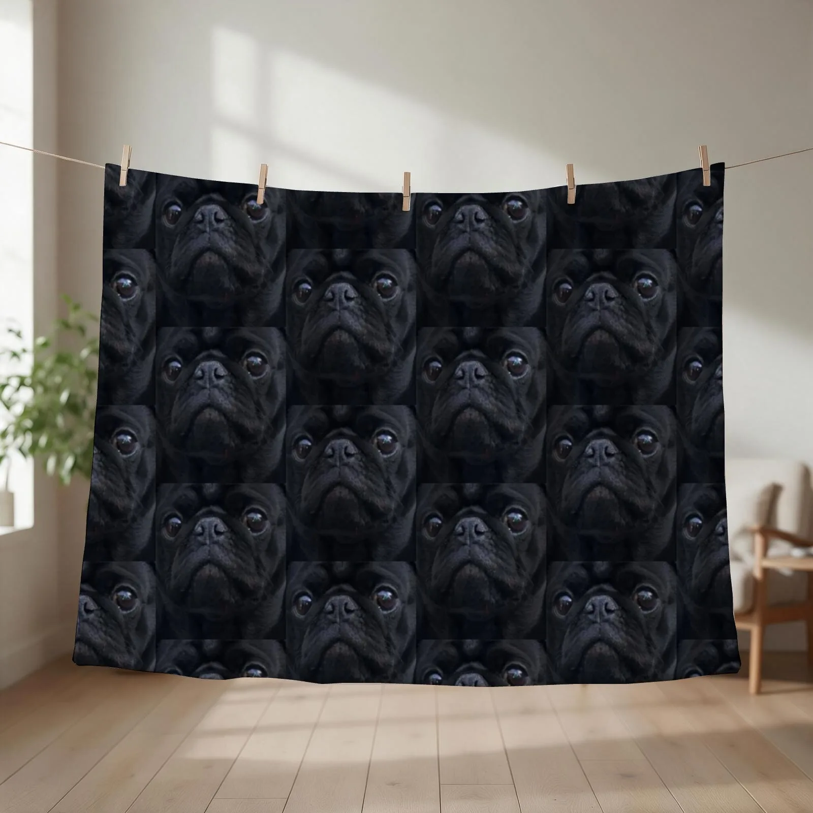 Black Pug Dog Face Throw Blanket For Sofa Thin For Baby Blankets For Bed Luxury Brand Blankets
