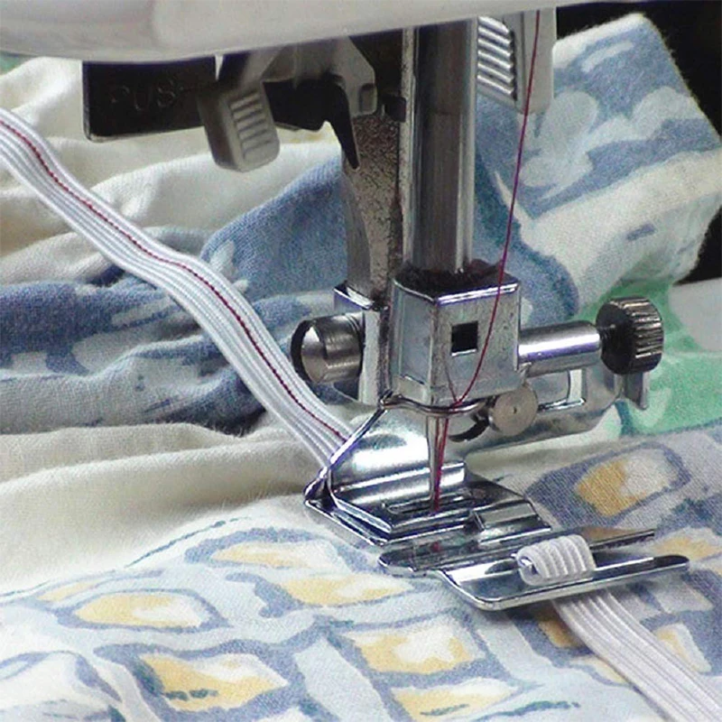 1PCS Domestic Sewing Machine Parts Rolled Hem Presser Foot Elastic Cord Band Fabric Stretch DIY Sewing Accessories