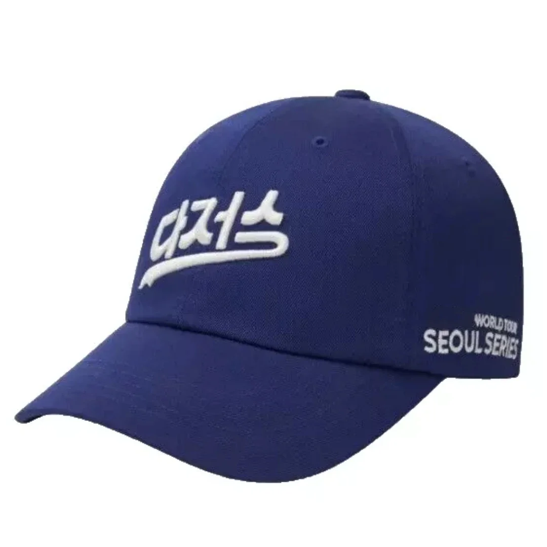 Major League Baseball League Seoul Series Baseball Hat Yoonjaehyuk Cap Hangul Logo Hat Los Angeles Hat Cap Royal Blue Hats