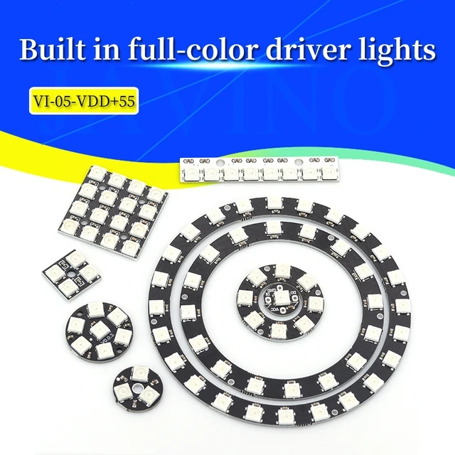 5V 1Bit 3 4Bit 7 8Bit 9 12Bit 16Bit 24Bit 32Bit 64 Bity WS2812 5050 RGB LED Ring Lamp Light + Zintegrowane sterowniki do Arduino Diy