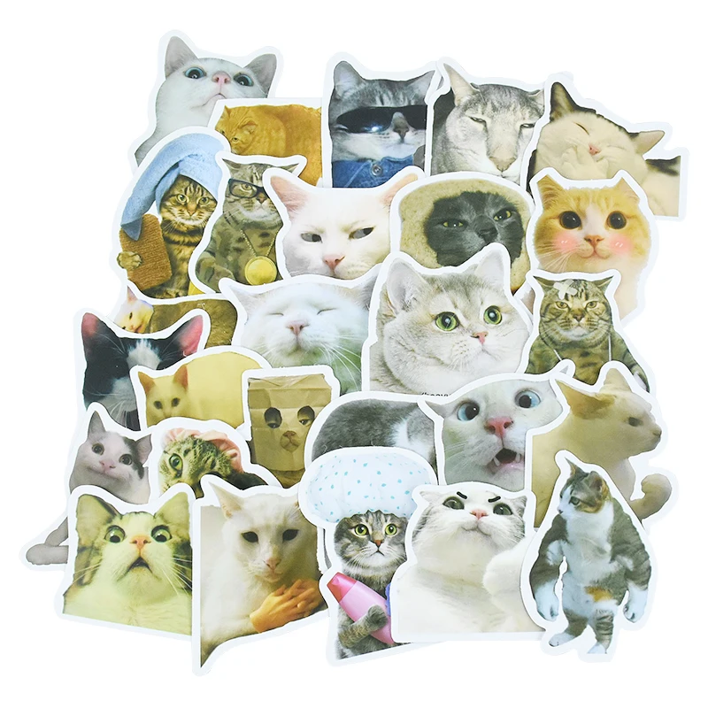 50pcs/Set Cartoon Cat Stickers PVC Waterproof Funny Animals Decals DIY Kids Notebook Luggage Motorcycle Laptop Sticker Kids Toys