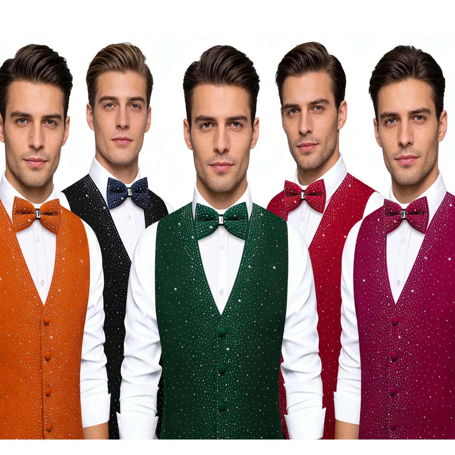 

Men's Sparkly Glitter Vest & Matching Bow Tie Set – Multi Color Options for Parties, Proms and Festive Events