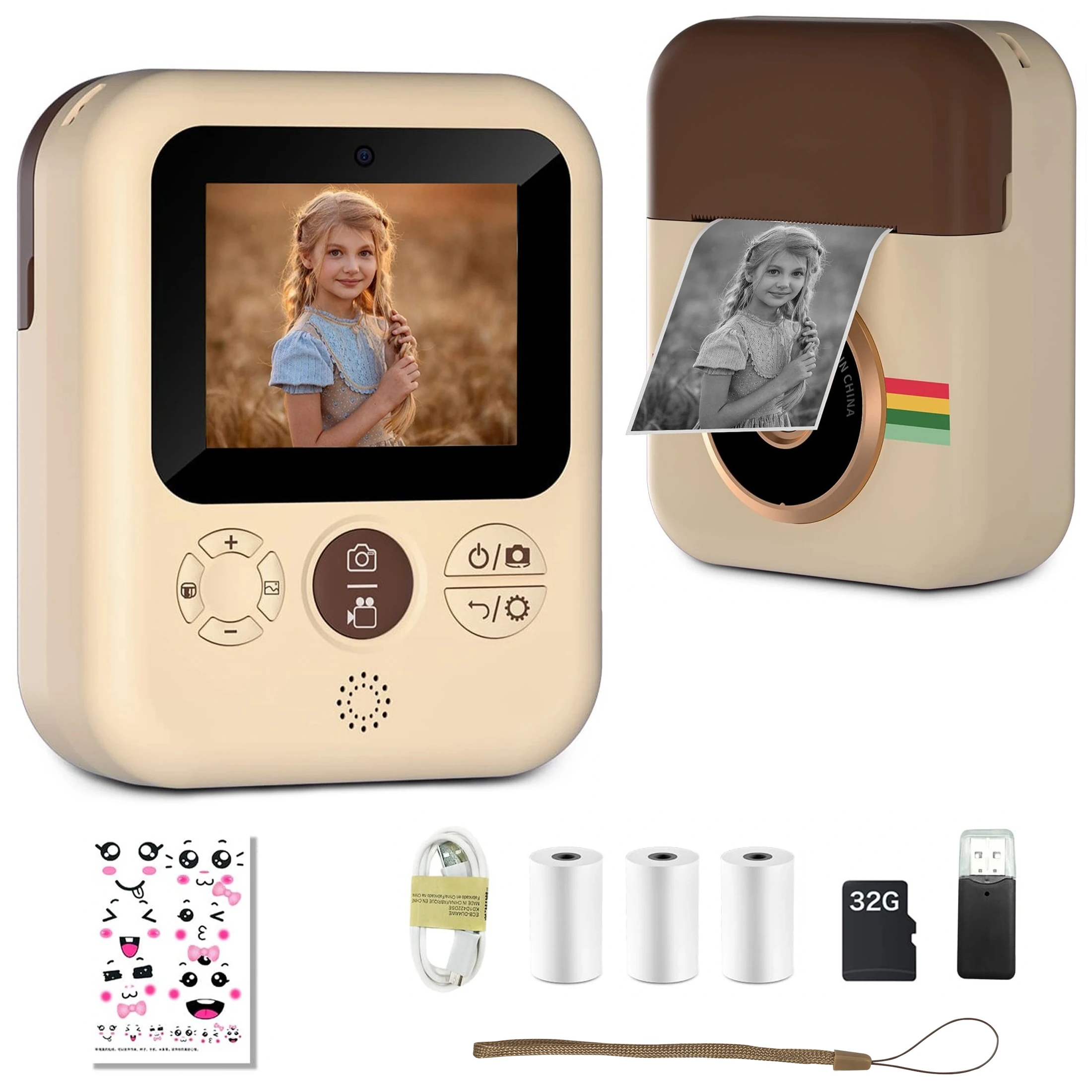 Instant Print Camera-Digital Camera with Game,Music Playback, Calendar & CalculatorFunctions,Interactive Camera,ldeal asChristma