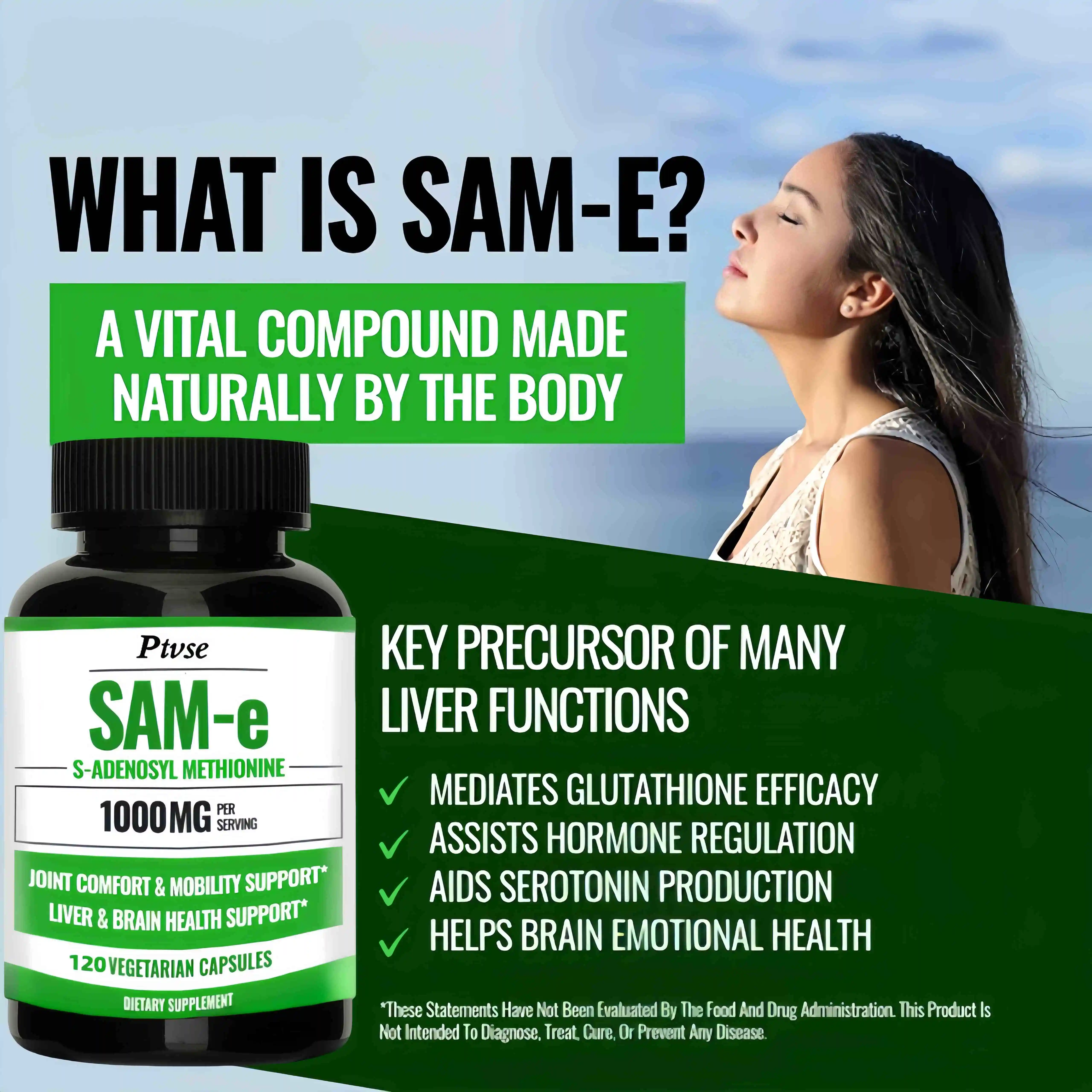 SAM-e Supplement 1000 Mg, Non-GMO, Gluten Free - Supports Mood Balance, Liver Health and Joint Comfort, Flexibility and Mobility