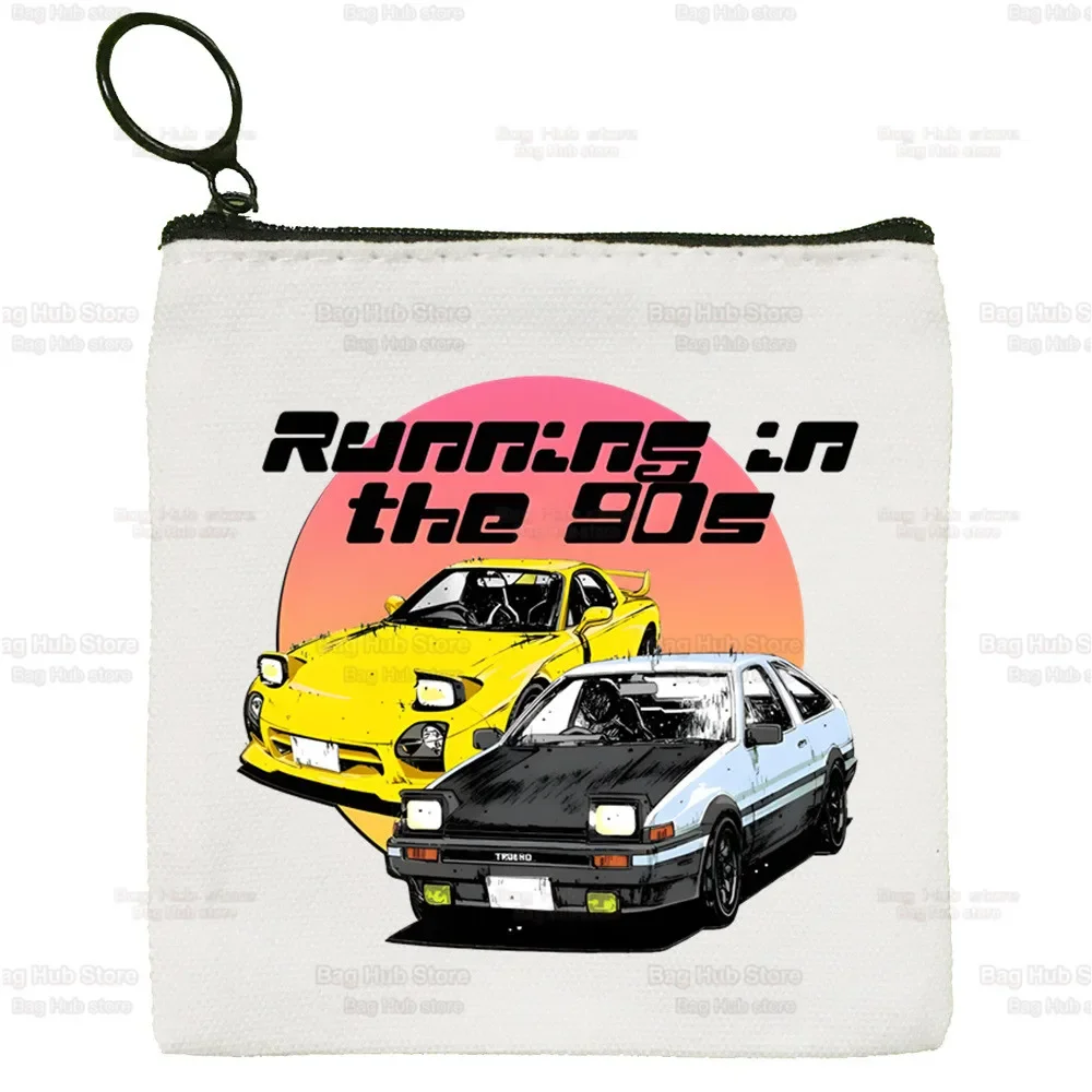 Gland 86-Porte-monnaie en toile Anime japonais pour femme, mini porte-monnaie, étui à clés mignon, portefeuille étudiant, Initial D Racing Drift Car JDM