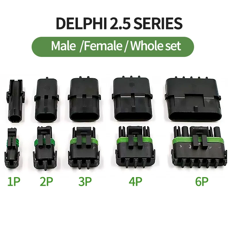 

10 Sets Delphi 2.5 Series Female and Male Plug 1/2/3/4/6 Pin Waterproof Automotive wire Connector For GM 12015792 12015793