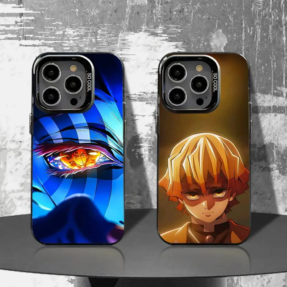 

Kimetsu No Yaiba Infinity Castle Phone Case For iPhone 16,15,14,13,12,11,Pro,XS,Max,Plus,Mini,SE4,E Black Matte Shockproof Cover