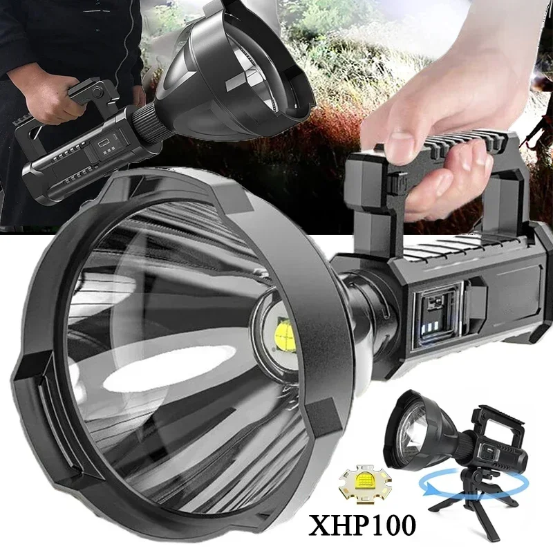 

10000LM Powerful LED Flashlight Portable Handheld Searchlight Waterproof Spotlight 4 Modes USB Rechargeable Outdoor Torch