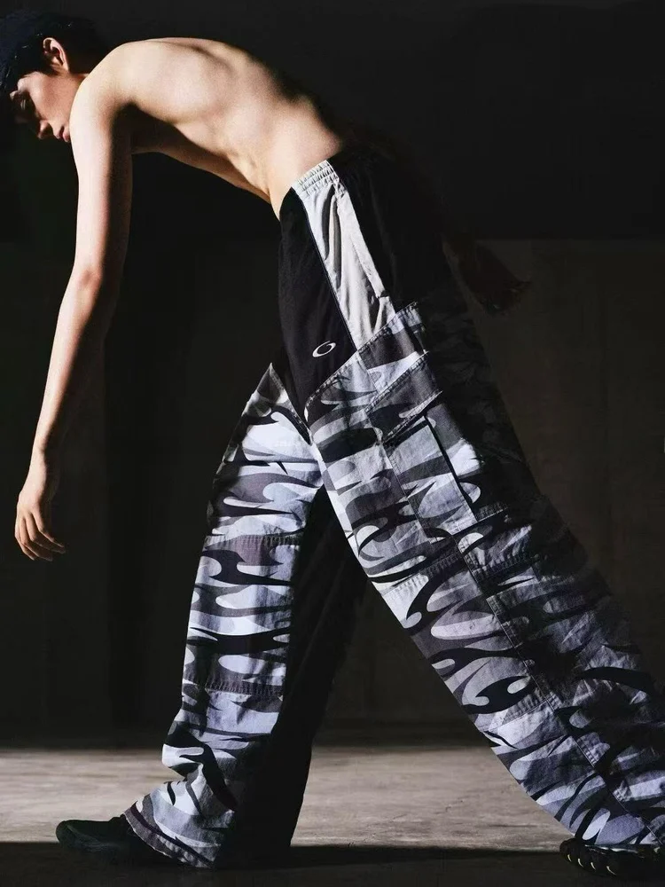 

Рабочие брюки VANA ILUSION с камуфляжным принтом, двойной строчкой и вышивкой, мужские, свободного кроя, дышащие, из полиэфирного волокна, молодежные, стильные